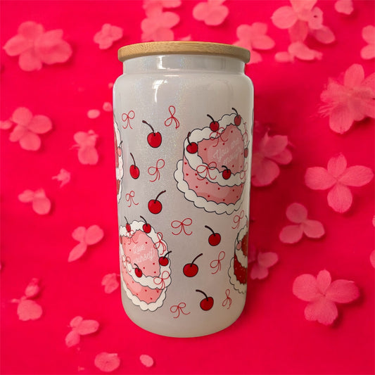 16 oz Holographic Tumbler - White : Cake Hearts and Cherries
