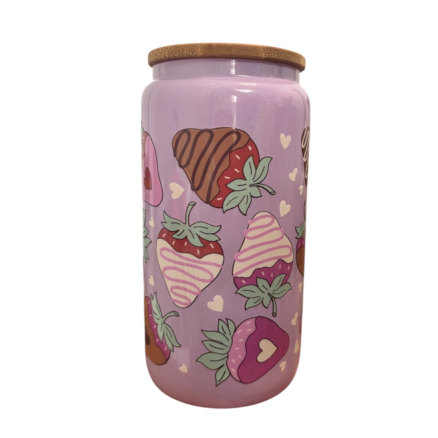16 oz Holographic Tumbler -Purple : with variety chocolate color strawberries