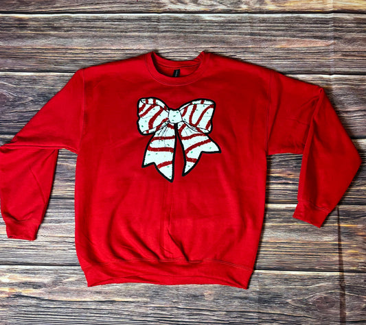 Christmas Cakes Bow Cherry Red Fleece Crew