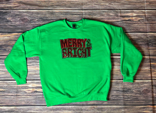 Merry and Bright Irish Green Fleece Crew