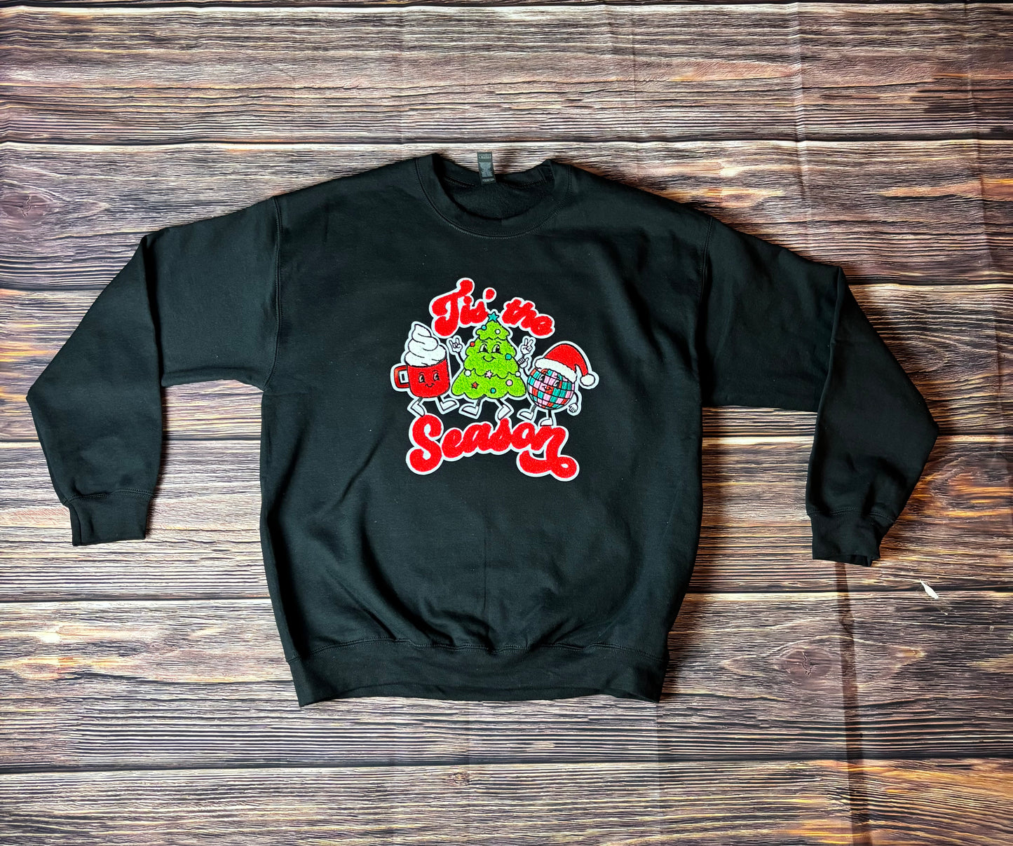 Tis the Season Dancing Black Fleece Crew