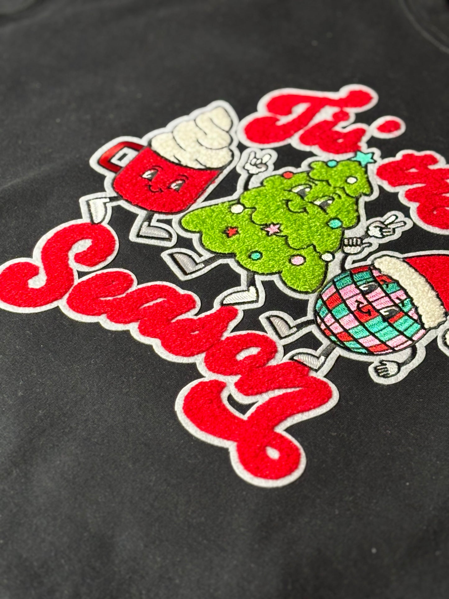 Tis the Season Dancing Black Fleece Crew